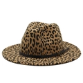 Stylish leopard print fedora hat for women and men with black leather buckle band - Adjustable / Light Orange