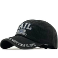 Cappellino da baseball vintage in cotone lavato nero con ricamo ATL 1962 in vista a 45 gradi - Regolabile / Nero