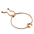 Bracelet fer à cheval or rose ajustable avec pendentifs cœur et chaîne box - Style Lettre C (KB123944-KFC)
