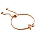 Bracelet ajustable or rose avec lettre A style bambou et pendentifs en cœur - Style Lettre A (KB123942-KFC)