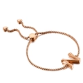 Bracelet bolo réglable en or rose avec pendentif lettre N texturé et breloques cœur - Style Lettre N (KB123954-KFC)