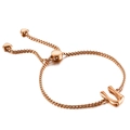Bracelet ajustable en or rose avec pendentif en U et breloques en forme de cœur - Style Lettre U (KB123962-KFC)