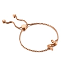 Bracelet chaîne réglable en or rose avec pendentif lettre N texturé bambou et breloques cœur - Style Lettre Z (KB123967-KFC)