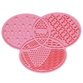 Roze siliconen reinigingsmat voor make-up kwasten met zuignappen en diverse texturen - Roze