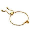 Gold stainless steel box chain bracelet featuring a letter P pendant and heart detail - Letter P (KB123983-KFC)