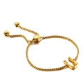 Golden box chain bracelet featuring a polished letter U pendant and adjustable closure - Letter U (KB123988-KFC)