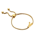Vergoldetes Armband mit Buchstabe Y, Box-Kette, verstellbarem Gleitverschluss und Herzdetails - Buchstabe Y (KB123992-KFC)
