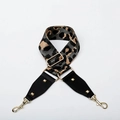 Adjustable leopard print wide shoulder strap with black faux leather and gold hardware - Gray