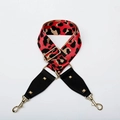 Adjustable crossbody bag strap with red leopard print and golden buckles - Red