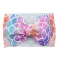 Infant headband with large bow in colorful gradient rainbow fish scale pattern - #13 Mermaid Scales