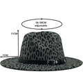Cappello fedora leopardato grigio con cintura nera e tesa piatta larga 7 cm da donna - M (56-58cm) / grigio scuro