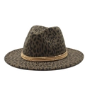 Classic leopard print fedora hat with a flat brim and studded suede band detail - M(56-59CM) / Army Green
