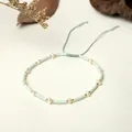 Handmade Miyuki seed bead bracelet with freshwater pearls and green beads - Light Green Style (BR0312)