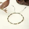 Handmade MIYUKI bead bracelet with matte grey beads, pearls, and adjustable cord - Matte Gray Brown Style (BR0329)