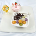 Cute PVC dessert keychain featuring colorful taro balls and herbal jelly with bead chain - Style 3 - Bead Chain