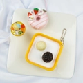 Cute PVC dessert keychain set featuring strawberry donuts and taro ball bowl charms - Style 14 - Bead Chain