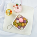 Cute PVC dessert keychain featuring colorful taro balls and jelly bowl charms - Style 13 - Bead Chain