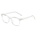 Classic clear rectangular TR90 full frame glasses with transparent temples and blue light filter - Transparent White Frame