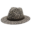 Cappello fedora classico con stampa leopardata, fascia intrecciata marrone e strass - M (56-59cm) / Beige