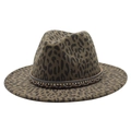 Cappello fedora in lana verde oliva con stampa leopardata e fascia di strass chic - M (56-59cm) / Verde militare