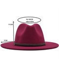 Classic burgundy wool fedora hat with adjustable band, 7cm wide brim and metal detail - Rose Red