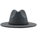 Dark grey wool fedora hat featuring a black band with metal studs and zipper accents - Gray