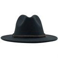Classic dark grey wool felt fedora hat featuring a stylish metal studded leather band - Dark Gray