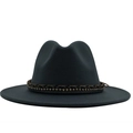 Elegant dark grey British style wool fedora with a braided leather diamond band - Dark Gray