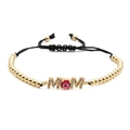 Verstellbares MOM-Perlenarmband mit goldenen Perlen und bunten Zirkonia für Geschenke - Perlenkette MOM