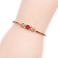 Adjustable golden MOM bracelet with micro-paved multicolor zircons and a red gemstone - Rainbow Zirconia Chain MOM / Gold