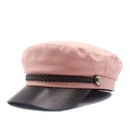 Rosa und schwarze Schirmmütze mit Baumwollkrone und schwarzem Lederschirm - Rosa