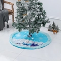 Falda de árbol de Navidad azul de felpa con muñeco de nieve y luces LED decorativas - Falda de Árbol de Navidad Muñeco de Nieve