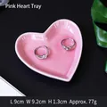 Pink heart-shaped ceramic jewelry dish with smooth glaze finish, 9cm width dimension - Pink