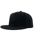 Flat brim hip-hop baseball cap with geometric 3D embroidery on black twill cotton fabric - 57-62CM / Black