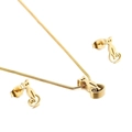 Set di gioielli in acciaio inossidabile dorato con collana a gatto e orecchini a lobo - Stile Oro (KS128382-KFC)