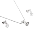 Set gioielli in acciaio inossidabile con collana a gatto ritagliata e orecchini a lobo - Stile Color Acciaio (KS128383-KFC)