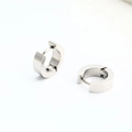 Polished silver titanium steel huggie earrings featuring a minimalist hinged ring design - Polished (Single Piece) / Silver
