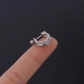 Silver-colored copper ear bone stud with zircon inlay and double-layer steel bar - Double Semicircle Style (315-5#S)