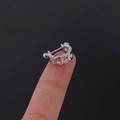 Silver-toned chain earring with white cubic zirconia and a screw ball lock closure - Chain Circle Style (315-6#S) / Silver