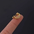 Gold plated stacked ear cuff earring with cubic zirconia crystals and ball back closure - Layered Half-Ring Style (315-3#G)