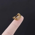 Golden cartilage stud earring with cubic zirconia accents in a dainty huggie ring style - Linked Circle Style (315-6#G)