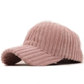 Pink corduroy baseball cap with vertical texture for men and women in winter fashion - Adjustable / Pink