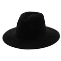 Close-up of black chenille jazz fedora hat showing textured knit fabric and wide brim - M (56-58cm) / Black