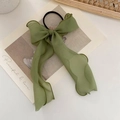 Chouchou élégant avec grand nœud en dentelle verte et longs rubans pour femmes - Vert