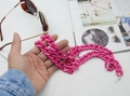 Macro shot of rose red resin chunky eyeglass chain with silicone anti-slip loop - Rose Red
