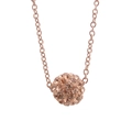 Detailed close-up of rose gold O-chain necklace with champagne crystal paved sphere - Rose Gold Champagne