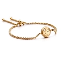Adjustable golden zodiac bracelet featuring a round Aquarius pendant with sparkling stone - 12mm Accessory / Aquarius