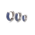 Silver hoop earrings with blue pavé zircons in three sizes for a stylish look - Small / Silver/Blue Zirconia
