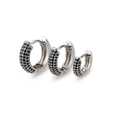 Three-piece set of black cubic zirconia pavé hoop earrings in different sizes - Small / Silver / Black Zirconia
