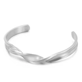 Bracciale rigido aperto in acciaio inossidabile argento con design a torsione - Stile Aperto a Torsione Argentea (KB112821-KC)